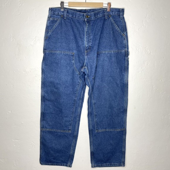 Carhartt Jeans Carhartt Mens 4x32 Blue Reinforced Double Knee Heavy